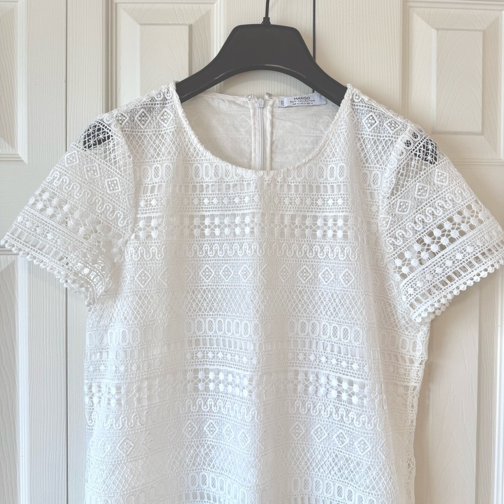 MANGO Elegant White Lace Dress - Picture 2 of 15